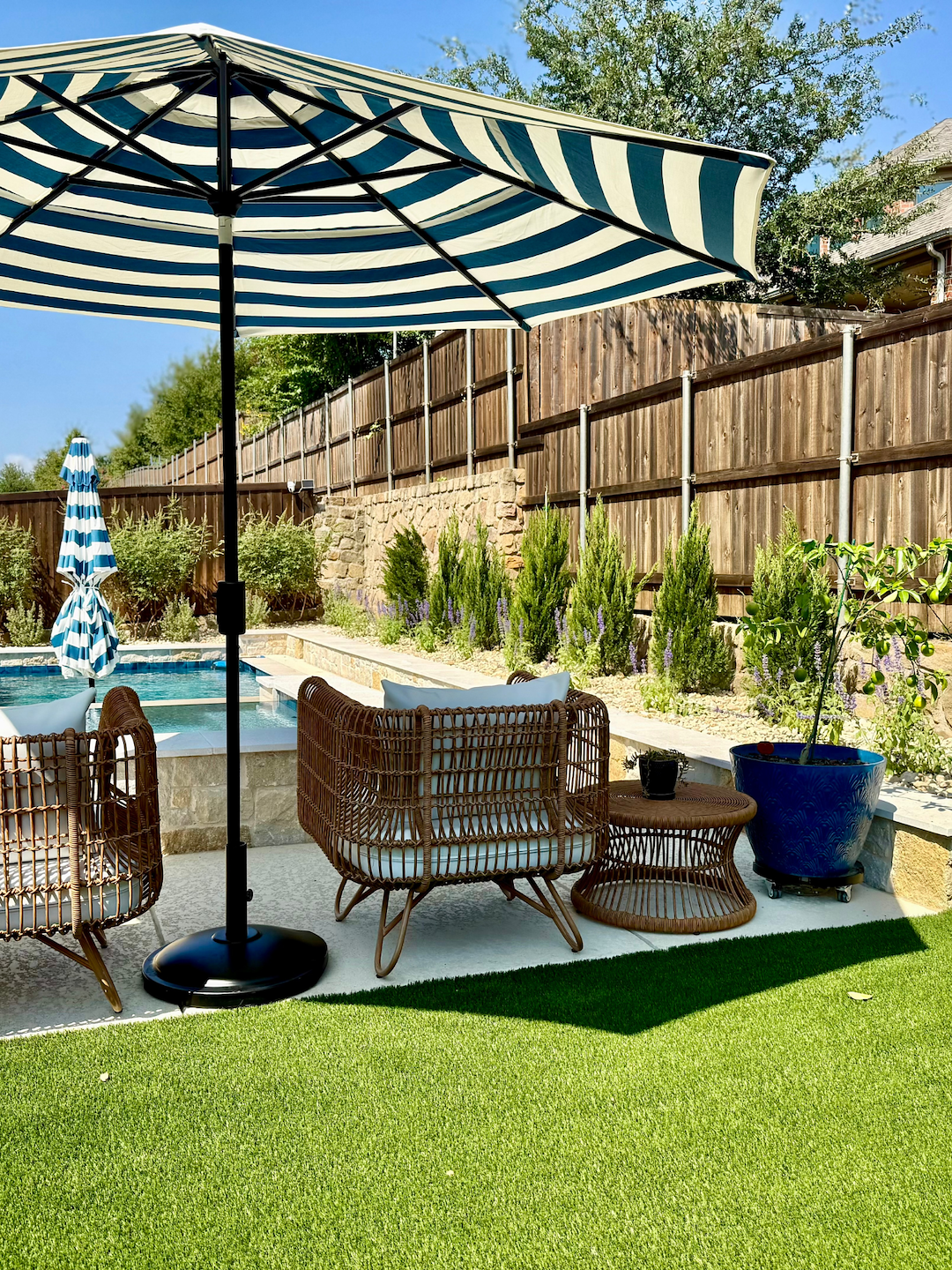 Poolside Landscape & Artificial Turf Installation in Argyle, TX