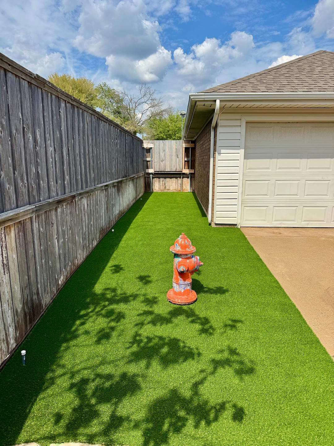Side Yard Dog Run with Pet-Friendly Artificial Turf in Allen, TX